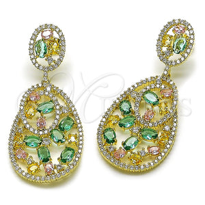 Gold Filled Ring — Stud Earring Teardrop Design with Multicolor and White — main product view — SKU 164601 | Oro Laminado anillo — Stud Earring Teardrop diseño with Multicolor and blanco — SKU 164601