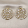 Oro Laminado Stud Earring, Gold Filled Style with White Cubic Zirconia and White Micro Pave, Polished, Golden Finish, 02.457.0009