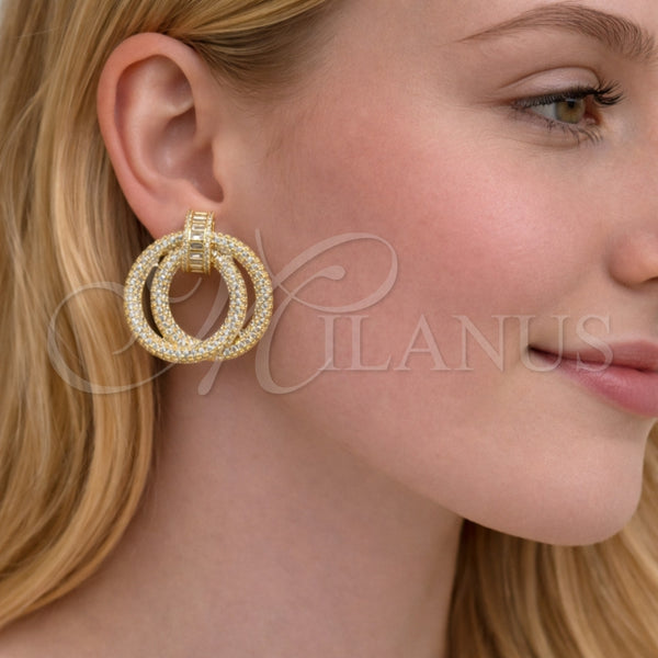 Gold Filled Ring — Stud Earring Baguette Design with White Cubic Zirconia — alternate product view — SKU 164605 | Oro Laminado anillo — Stud Earring Baguette diseño with blanco Cubic Zirconia — SKU 164605