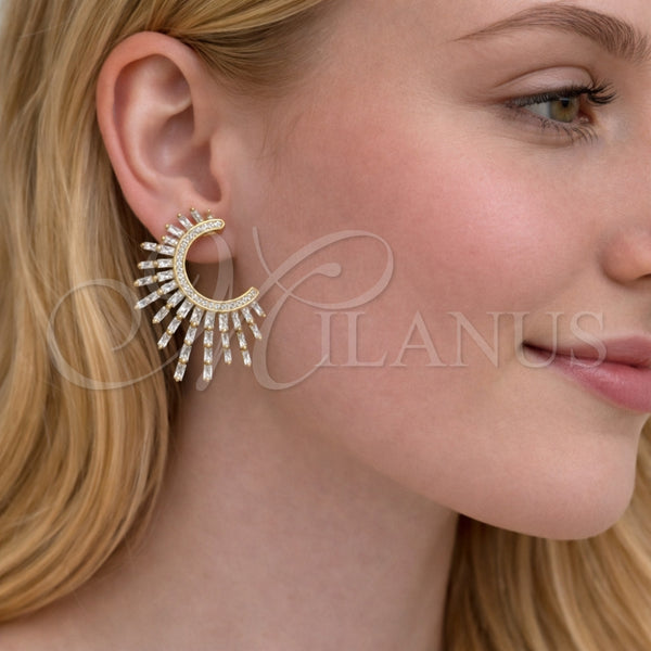 Gold Filled Ring — Stud Earring Baguette Design with White Cubic Zirconia — alternate product view — SKU 164606 | Oro Laminado anillo — Stud Earring Baguette diseño with blanco Cubic Zirconia — SKU 164606