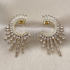 Oro Laminado Stud Earring, Gold Filled Style Baguette Design, with White Cubic Zirconia and White Micro Pave, Polished, Golden Finish, 02.457.0013