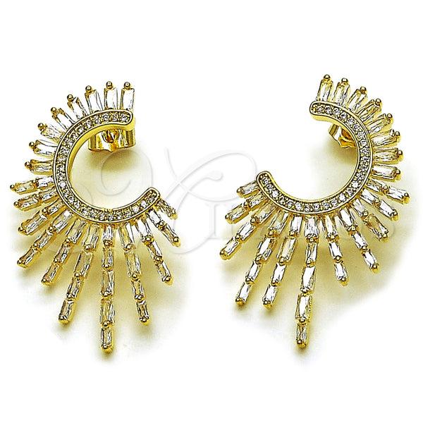 Gold Filled Ring — Stud Earring Baguette Design with White Cubic Zirconia — main product view — SKU 164606 | Oro Laminado anillo — Stud Earring Baguette diseño with blanco Cubic Zirconia — SKU 164606