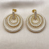 Oro Laminado Stud Earring, Gold Filled Style with White Cubic Zirconia, Polished, Golden Finish, 02.457.0014