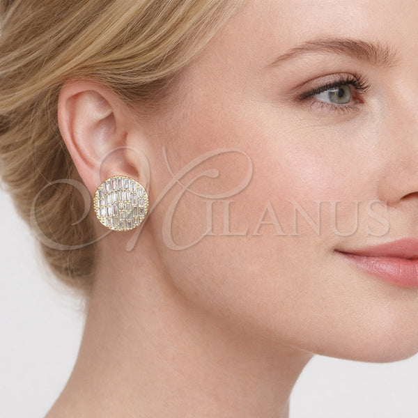 Gold Filled Ring — Stud Earring Baguette Design with White Cubic Zirconia — alternate product view — SKU 164608 | Oro Laminado anillo — Stud Earring Baguette diseño with blanco Cubic Zirconia — SKU 164608
