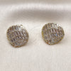 Oro Laminado Stud Earring, Gold Filled Style Baguette Design, with White Cubic Zirconia, Polished, Golden Finish, 02.457.0015