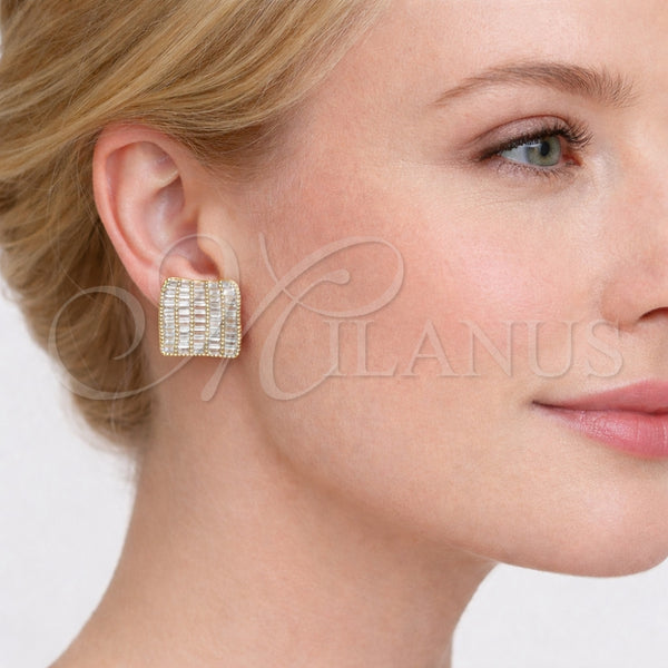 Gold Filled Ring — Stud Earring Baguette Design with White Cubic Zirconia — alternate product view — SKU 164609 | Oro Laminado anillo — Stud Earring Baguette diseño with blanco Cubic Zirconia — SKU 164609