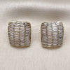 Oro Laminado Stud Earring, Gold Filled Style Baguette Design, with White Cubic Zirconia, Polished, Golden Finish, 02.457.0016