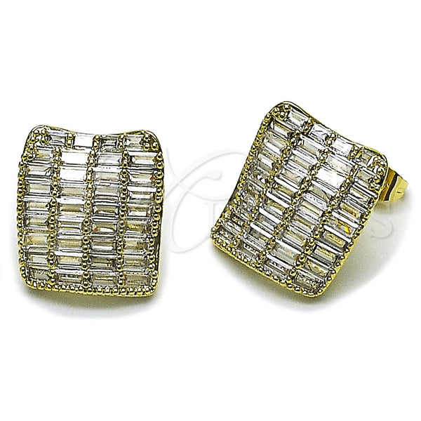 Gold Filled Ring — Stud Earring Baguette Design with White Cubic Zirconia — main product view — SKU 164609 | Oro Laminado anillo — Stud Earring Baguette diseño with blanco Cubic Zirconia — SKU 164609