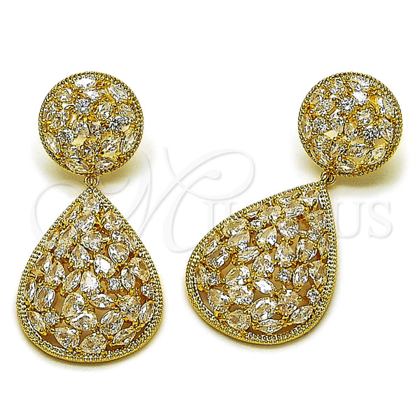 Gold Filled Ring — Long Earring Teardrop Design with White Cubic Zirconia — main product view — SKU 164610 | Oro Laminado anillo — Long Earring Teardrop diseño with blanco Cubic Zirconia — SKU 164610