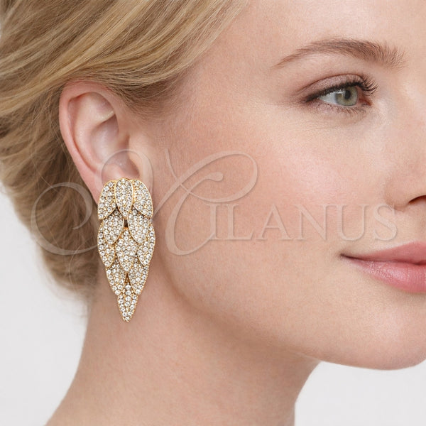 Gold Filled Ring — Chandelier Earring Leaf Design with White Cubic Zirconia — alternate product view — SKU 164611 | Oro Laminado anillo — Chandelier Earring Leaf diseño with blanco Cubic Zirconia — SKU 164611