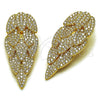 Oro Laminado Chandelier Earring, Gold Filled Style Leaf Design, with White Cubic Zirconia, Polished, Golden Finish, 02.457.0018