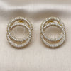 Oro Laminado Stud Earring, Gold Filled Style with White Cubic Zirconia, Polished, Golden Finish, 02.457.0020