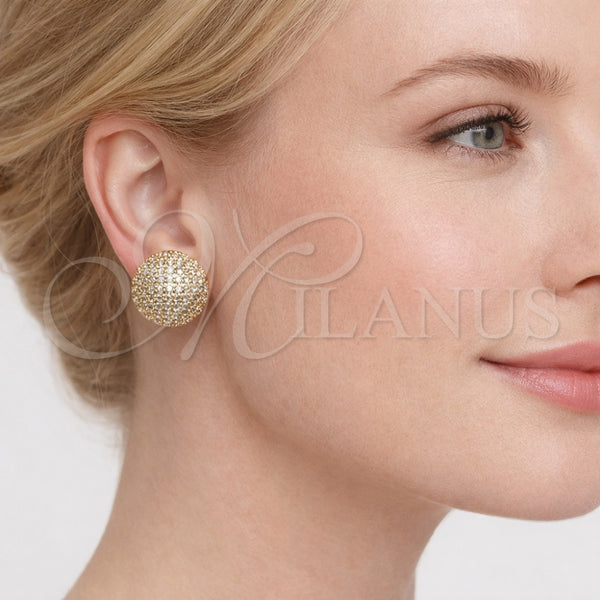 Gold Filled Ring — Stud Earring Ball Design with White Cubic Zirconia — alternate product view — SKU 164614 | Oro Laminado anillo — Stud Earring Ball diseño with blanco Cubic Zirconia — SKU 164614