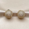 Oro Laminado Stud Earring, Gold Filled Style Ball Design, with White Cubic Zirconia, Polished, Golden Finish, 02.457.0021