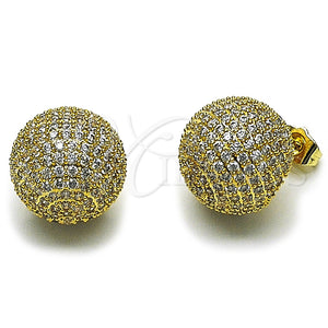 Gold Filled Ring — Stud Earring Ball Design with White Cubic Zirconia — main product view — SKU 164614 | Oro Laminado anillo — Stud Earring Ball diseño with blanco Cubic Zirconia — SKU 164614