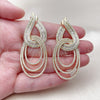 Oro Laminado Long Earring, Gold Filled Style Baguette Design, with White Cubic Zirconia, Polished, Golden Finish, 02.457.0022