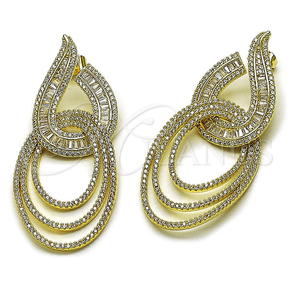 Gold Filled Ring — Long Earring Baguette Design with White Cubic Zirconia — main product view — SKU 164615 | Oro Laminado anillo — Long Earring Baguette diseño with blanco Cubic Zirconia — SKU 164615