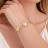 Oro Laminado Fancy Bracelet, Gold Filled Style Flower and Rolo Design, Diamond Cutting Finish, Golden Finish, 03.418.0004.07 (12 MM Thickness, 7 Inches Length)