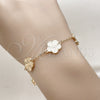 Oro Laminado Fancy Bracelet, Gold Filled Style Flower and Rolo Design, Diamond Cutting Finish, Golden Finish, 03.418.0004.07 (12 MM Thickness, 7 Inches Length)
