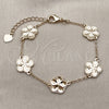 Oro Laminado Fancy Bracelet, Gold Filled Style Flower and Rolo Design, Diamond Cutting Finish, Golden Finish, 03.418.0004.07 (12 MM Thickness, 7 Inches Length)