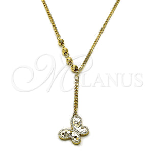 Gold Filled Necklace — Fancy Necklace Butterfly and Miami Cuban Design Diamond — main product view — SKU 164619 | Oro Laminado collar — elegante Necklace Butterfly and Miami Cuban diseño Diamond — SKU 164619