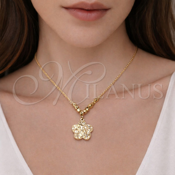 Gold Filled Necklace — Fancy Necklace Flower and Disco Design Diamond Cutting — alternate product view — SKU 164620 | Oro Laminado collar — elegante Necklace flor and Disco diseño Diamond Cutting — SKU 164620