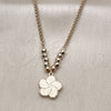 Oro Laminado Fancy Necklace, Gold Filled Style Flower and Disco Design, Diamond Cutting Finish, Golden Finish, 04.418.0002.16 (Thickness, 16 Inches Length)