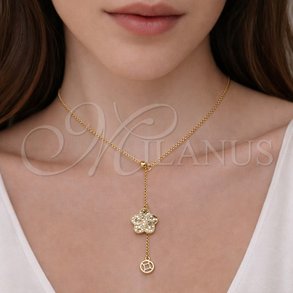 Gold Filled Necklace — Fancy Necklace Flower and Ball Design Diamond Cutting — alternate product view — SKU 164621 | Oro Laminado collar — elegante Necklace flor and Ball diseño Diamond Cutting — SKU 164621