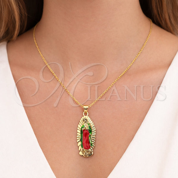 Gold Filled Pendant — Religious Pendant Guadalupe Design Polished Tricolor 05. — alternate product view — SKU 164629 | Oro Laminado dije — Religious Pendant Guadalupe diseño pulido Tricolor 05. — SKU 164629