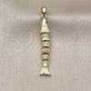Oro Laminado Fancy Pendant, Gold Filled Style Fish Design, with Ruby Cubic Zirconia, Polished, Golden Finish, 05.458.0003