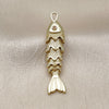 Oro Laminado Fancy Pendant, Gold Filled Style Fish Design, with Ruby Cubic Zirconia, Polished, Golden Finish, 05.458.0004