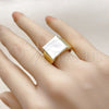 Oro Laminado Multi Stone Ring, Gold Filled Style with Ivory Mother of Pearl, Polished, Golden Finish, 01.381.0002 (One size fits all)