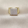 Oro Laminado Multi Stone Ring, Gold Filled Style with Ivory Mother of Pearl, Polished, Golden Finish, 01.381.0002 (One size fits all)