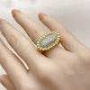 Oro Laminado Multi Stone Ring, Gold Filled Style with White Cubic Zirconia, Polished, Golden Finish, 01.381.0003 (One size fits all)