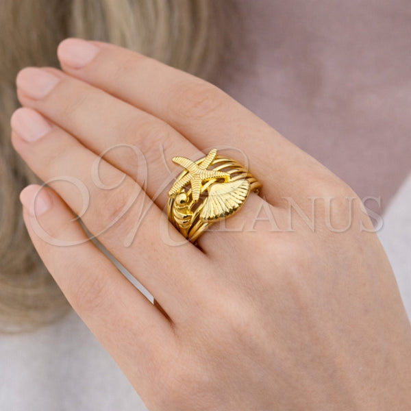 Gold Filled Ring — Elegant Ring Star and Shell Design Polished 01. — alternate product view — SKU 164634 | Oro Laminado anillo — Elegant Ring estrella and Shell diseño pulido 01. — SKU 164634