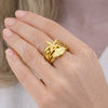 Oro Laminado Elegant Ring, Gold Filled Style Star and Shell Design, Polished, Golden Finish, 01.381.0004 (One size fits all)