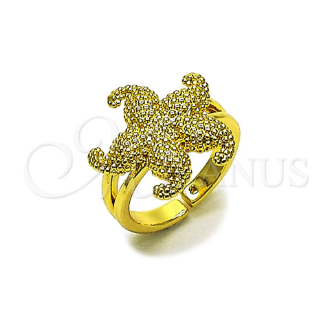 Oro Laminado Elegant Ring, Gold Filled Style Star Design, Matte Finish, Golden Finish, 01.381.0005 (One size fits all)
