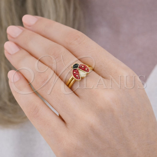 Gold Filled Ring — Elegant Ring Ladybug Design Red Enamel 01. One — alternate product view — SKU 164637 | Oro Laminado anillo — Elegant Ring Ladybug diseño Red Enamel 01. One — SKU 164637