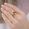 Oro Laminado Elegant Ring, Gold Filled Style Ladybug Design, Red Enamel Finish, Golden Finish, 01.381.0007 (One size fits all)
