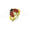 Oro Laminado Elegant Ring, Gold Filled Style Ladybug Design, Red Enamel Finish, Golden Finish, 01.381.0007 (One size fits all)