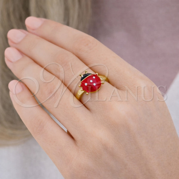 Gold Filled Ring — Elegant Ring Ladybug Design Red Enamel 01. One — alternate product view — SKU 164638 | Oro Laminado anillo — Elegant Ring Ladybug diseño Red Enamel 01. One — SKU 164638