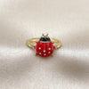 Oro Laminado Elegant Ring, Gold Filled Style Ladybug Design, Red Enamel Finish, Golden Finish, 01.381.0008 (One size fits all)