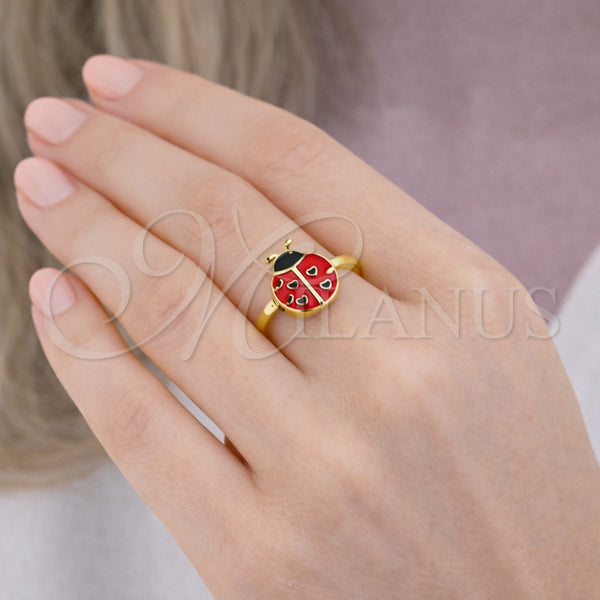 Gold Filled Ring — Elegant Ring Ladybug Design Red Enamel 01. One — alternate product view — SKU 164639 | Oro Laminado anillo — Elegant Ring Ladybug diseño Red Enamel 01. One — SKU 164639