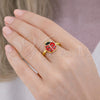 Oro Laminado Elegant Ring, Gold Filled Style Ladybug Design, Red Enamel Finish, Golden Finish, 01.381.0009 (One size fits all)