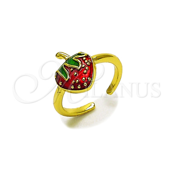 Gold Filled Ring — Elegant Ring Strawberry Design Red Enamel 01. One — main product view — SKU 164640 | Oro Laminado anillo — Elegant Ring Strawberry diseño Red Enamel 01. One — SKU 164640