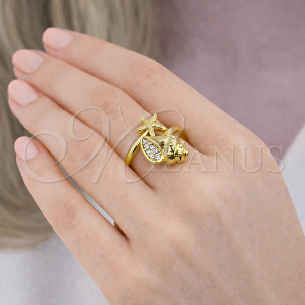 Gold Filled Ring — Multi Stone Ring Star and Snail Design with — alternate product view — SKU 164641 | Oro Laminado anillo — Multi Stone Ring estrella and Snail diseño with — SKU 164641