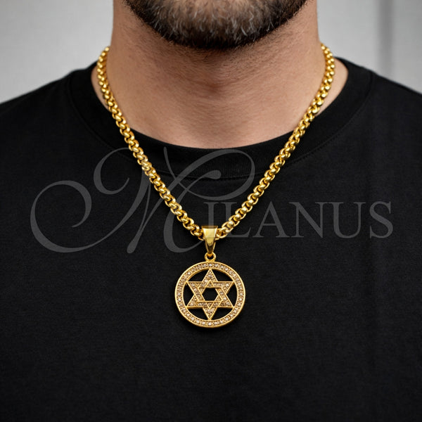 Gold Filled Pendant — Religious Pendant Star of David and Judaica Design — alternate product view — SKU 164644 | Oro Laminado dije — Religious Pendant estrella of David and Judaica diseño — SKU 164644
