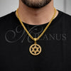 Oro Laminado Religious Pendant, Gold Filled Style Star of David Design, with White Cubic Zirconia, Polished, Golden Finish, 05.342.0234