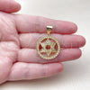 Oro Laminado Religious Pendant, Gold Filled Style Star of David Design, with White Cubic Zirconia, Polished, Golden Finish, 05.342.0234