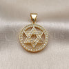 Oro Laminado Religious Pendant, Gold Filled Style Star of David Design, with White Cubic Zirconia, Polished, Golden Finish, 05.342.0234